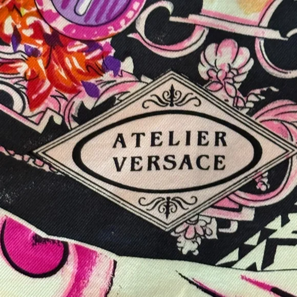 Versace Scarf. 100% Silk. Vibrant Multicolor. Made in Italy.